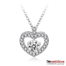 Heart Shaped Hearts&Arrows Zircon Pendant Necklace (CNL0044-B)